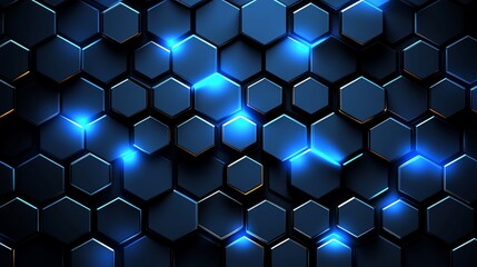 Wall Mural - abstract glowing blue hexagons background.