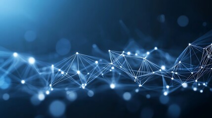 Abstract Blue Network Connecting Illuminated Nodes