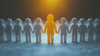 © CreativeIMGIdeas - Leading the Way: A single, golden figure stands out amidst a circle of white figures, symbolizing leadership, individuality, and the power of standing apart. This image evokes themes of guidance.