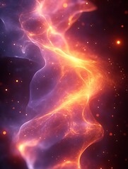 abstract fiery nebula swirls in space.