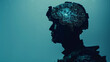 © Domingo - Advanced warfighter profile with glowing digital brain visualization and neural pathways, illustrating military neurotechnology and enhanced battlefield awareness