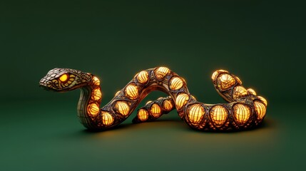 Poster - Illuminated Serpent Sculpture Glowing Intricate Design