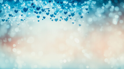 Sticker - Blue Hearts Bokeh Background 