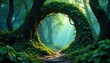 © Suralai - Portal in a mystical forest with vines and moss, nature, portal