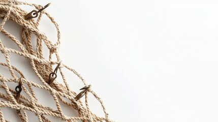 Beige Rope Net on White Background
