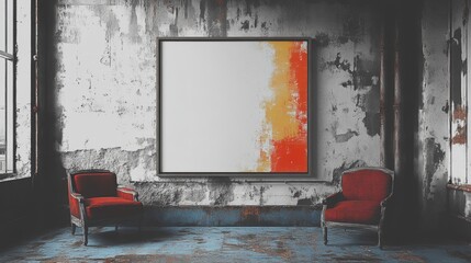 Sticker - Abstract Art in a Rustic Loft Interior