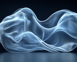 Canvas Print - abstract blue glowing wave, flowing fabric.
