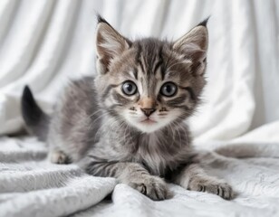 Wall Mural - kitten on bed