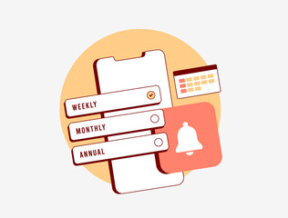 Wall Mural - in-app subscription plans - weekly, monthly and annual options. app monetization, subscription remin