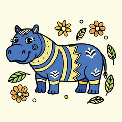  cartoon rhino vector