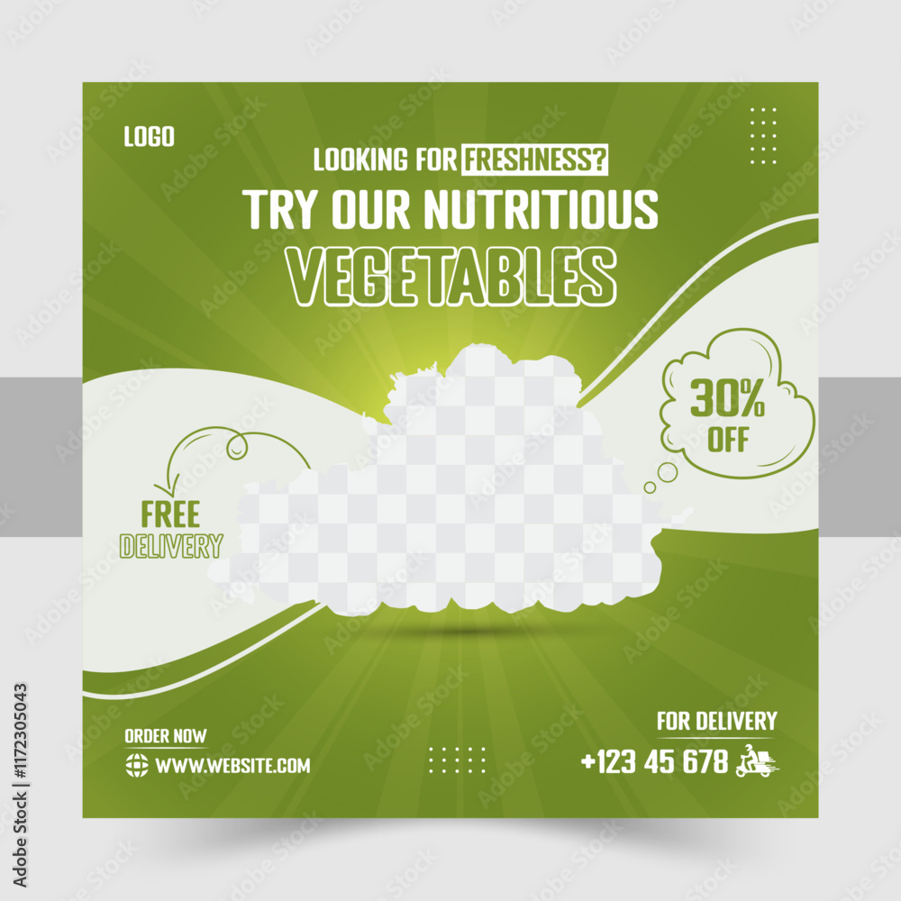 Fresh and delicious vegetable social media post design template