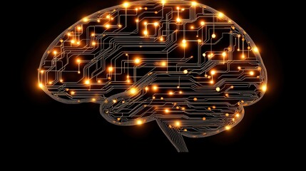 Leinwandbilder - Exploring the future a digital brain interface concept illuminated in a futuristic environment