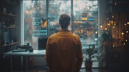 Fototapete - Utilizing holographic interfaces to enhance productivity in modern office environments from a user perspective