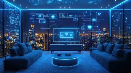 Leinwandbilder - Enhancing daily life a smart home powered by advanced iot technology standards in modern urban environments