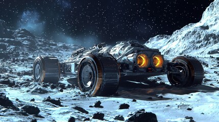 Fototapete - Engineers designing a cutting-edge space rover for lunar exploration innovative technology development space environment engineering perspective advanced robotics concept