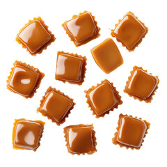 Wall Mural - caramel treats baked at home. Top view on a white background