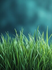 Wall Mural - A close-up view of vibrant green grass against a blurred background.