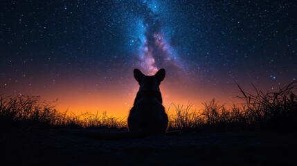 Naklejka na meble Bandicoot silhouetted against the Milky Way in the night sky