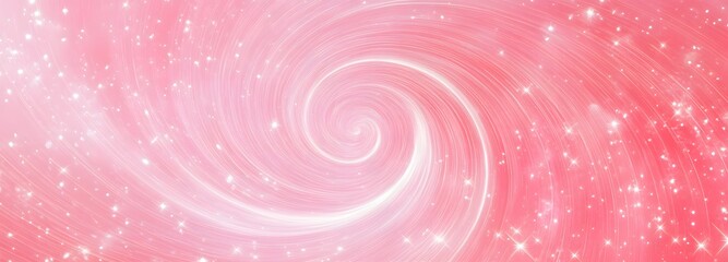 Wall Mural - A dreamy pastel pink swirl effect with glowing stars, leaving clear space for a text message