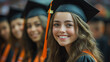 © CreativeIMGIdeas - Graduation Day Portrait: A radiant young woman smiles brightly, her graduation cap and gown framing her joyful expression.