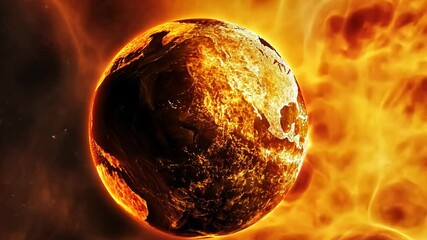 Wall Mural - yellow planet with a fire on it. the planet is in the sky