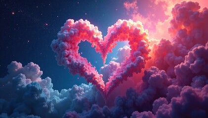 Wall Mural - swirling clouds of gas and dust forming a rainbow-shaped heart in space, vortex, gas