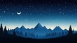© MAY - A mountain range silhouetted against a star filled night sky, its peaks sharp and jagged, conveying a sense of grandeur, awe, and the immensity of nature.