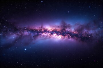 Wall Mural - Cosmic galaxy scene with vivid purple and blue hues, glowing stars sparkling across the dark celestial expanse, showcasing the beauty of space, Ai generative