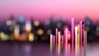 © Wp Background - Colorful Data Visualization Over Vibrant City Skyline at Dusk