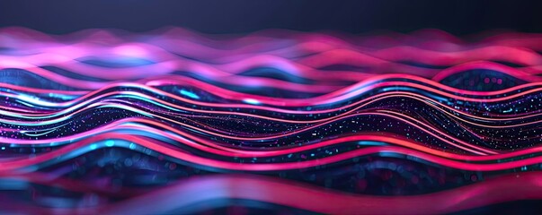 Wall Mural - waves abstract background concept. abstract colorful waves with glowing effects in a digital landsca