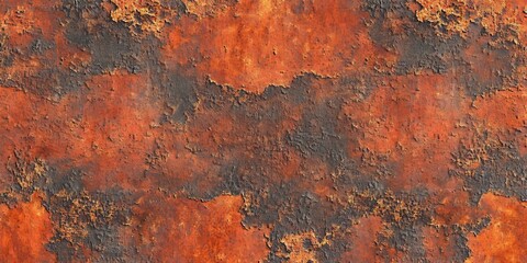 Poster - Rusty red brown seamless pattern featuring aged vintage red rust stains on a textured metal sheet, creating a unique and distinct rusty red brown appearance ideal for various design applications.