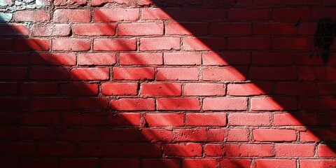 Poster - Vibrant summer shadows cast dramatically against a red brick wall backdrop create a striking visual effect, emphasizing the intense interplay of light and texture.