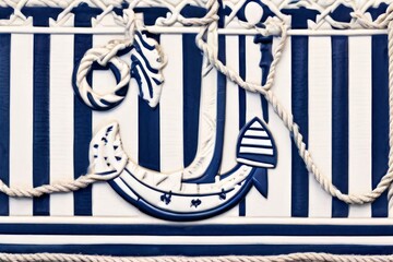 Wall Mural - nautical adventure seaside charm with navy and white stripes anc