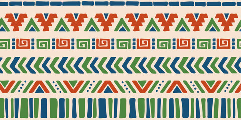 Aufkleber - Hand drawn abstract seamless pattern, ethnic back ground. Aztek style - great for textiles, banners, wallpapers, wrapping - vector design.