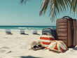 Beach Vacation Luggage Illustration