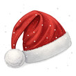 © MdWaliul - Classic Santa Hat with White Fur Trim - Traditional red Santa Claus hat with soft white fur trim and a fluffy pom-pom, isolated on a white background for festive themes.