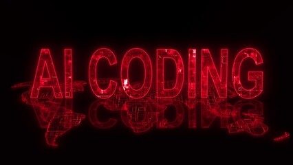 3d AI coding text technology earth map glowing red