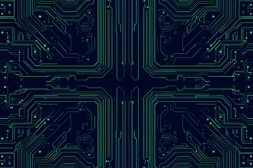 abstract close-up of a glowing blue digital circuit board, showcasing intricate connections and tech