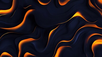 Sticker - Abstract dark background with orange glowing waves.