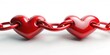 © udomsak - Red hearts with a unifying thread or chain connecting them together in a romantic gesture, entwined emotions, love connection