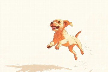 Poster - Joyful puppy leaps excitedly in a bright and cheerful environment during a sunny day. Generative AI