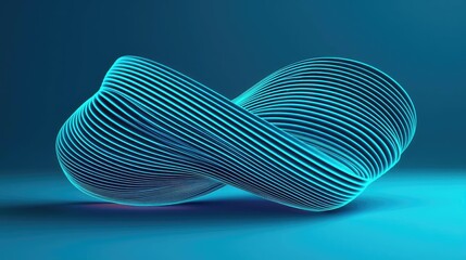 Soft abstract background idea. Abstract 3D blue infinity shape with smooth lines on a gradient background.