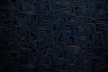 abstract close-up of a glowing blue digital circuit board, showcasing intricate connections and tech