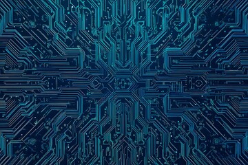 abstract close-up of a glowing blue digital circuit board, showcasing intricate connections and tech