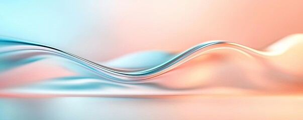 Poster - Soft abstract background idea. Abstract flowing waves in blue and peach tones, creating a serene and modern visual appeal.
