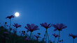 © Nicholas - Cosmos Flowers Bloom Under A Glowing Moonlit Sky With A Smattering Of Stars