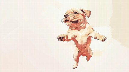 Poster - Joyful puppy jumps playfully in a bright and cheerful setting capturing the essence of happiness and energy. Generative AI