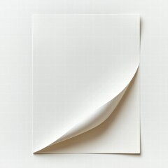 Leinwandbilder - Pristine white sheet of paper gently curling at the corner creating a soft texture and inviting surface for creativity. Generative AI