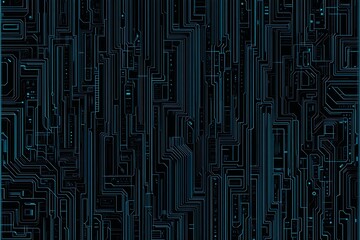 abstract close-up of a glowing blue digital circuit board, showcasing intricate connections and tech