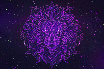 Wall Mural - astrological abstract composition with concept of leo zodiac sign symbol, abstract vivid composition